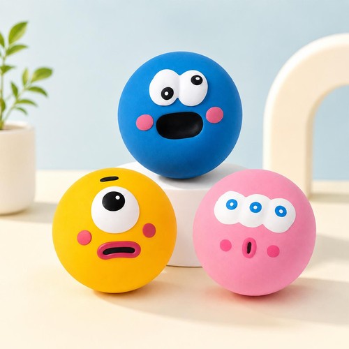 3pcs latex face ball dog - face, toy