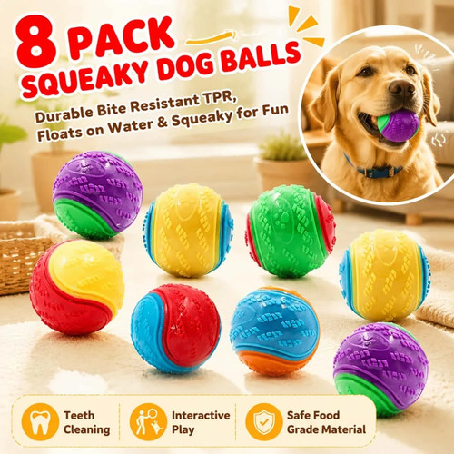 Pack squeaky dog toy - squeaky, balls