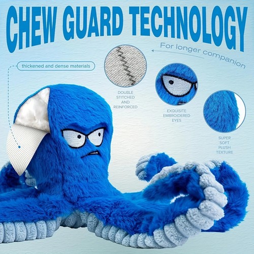 Pet octopus plush squeaky chew - plush,