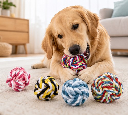 Dog rope ball chew - dog, toys