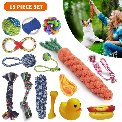 15pcs tough dog toys bundle - tough,